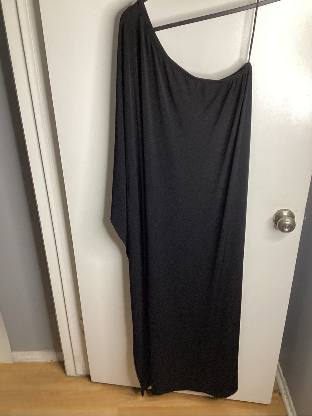 Michael Kors Stretch Black Matte Jersey One-Shoulder Maxi Dress 1X